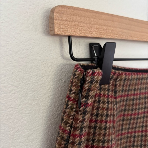 Sezane Malia Houndstooth Mini Skirt Plaid Wool Brown Navy Blue Size Small Fr 34 - Picture 6 of 14